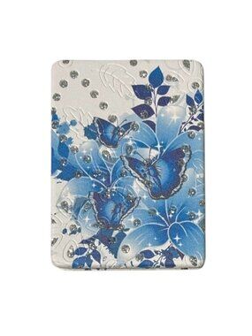 Butterfly Pattern Double Compact Mirror w/ Crystal Stones